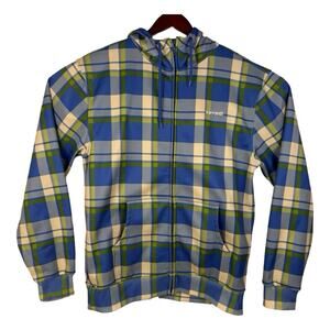 Burton Full Zip Dryride Fleece Lined Hooded Jacket Men’s Large L Blue Green